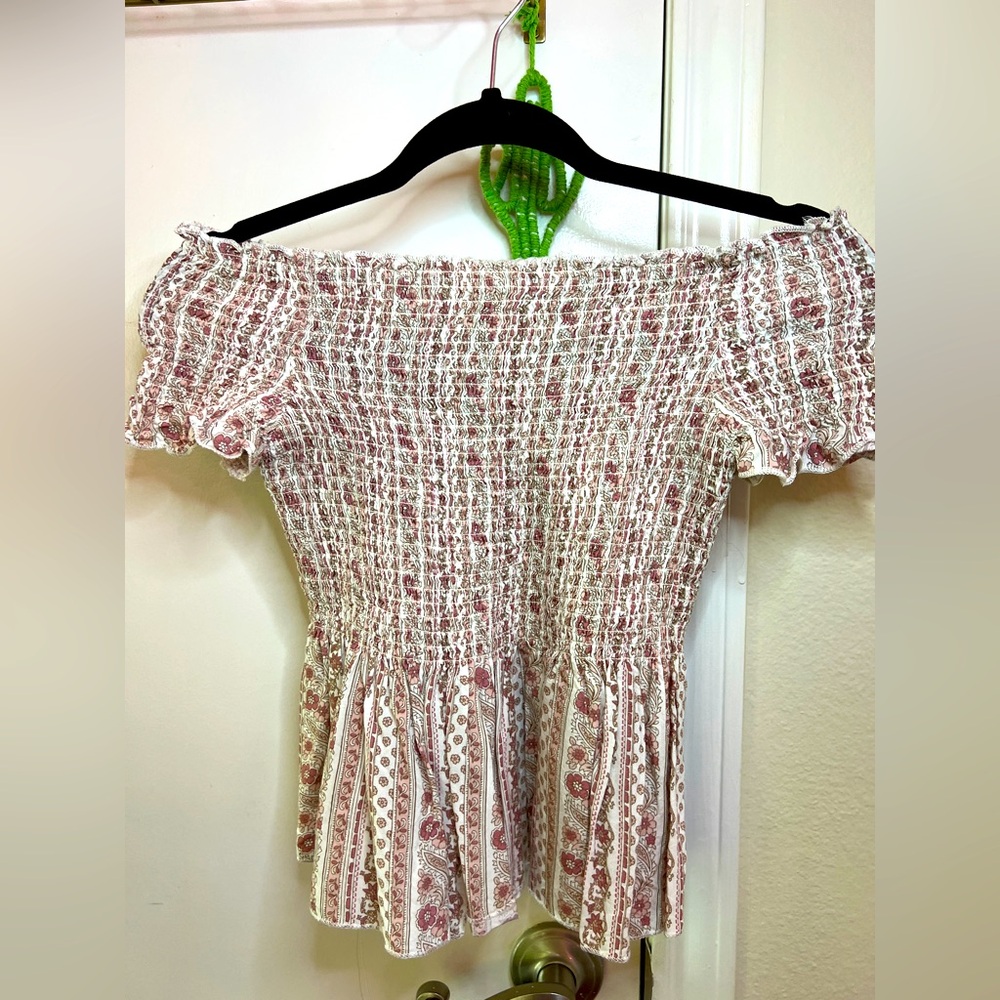 Pink and cream floral top